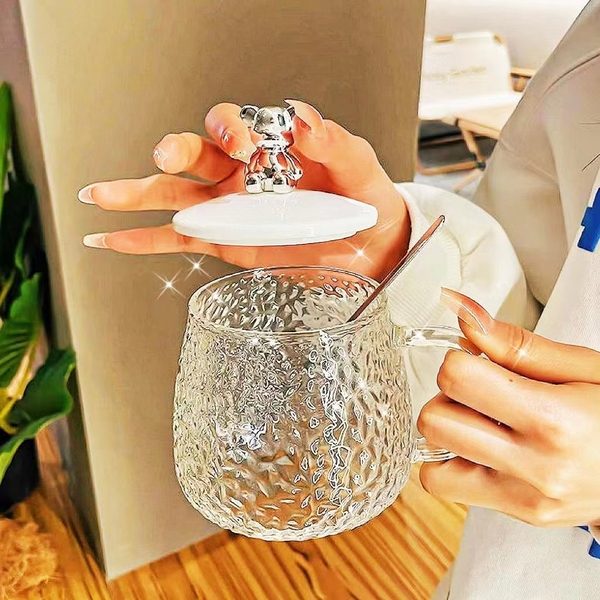 مج زجاجي فاخر بغطاء سيراميك ومقبض ديكور - 2